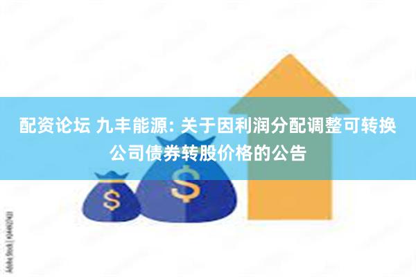 配资论坛 九丰能源: 关于因利润分配调整可转换公司债券转股价格的公告