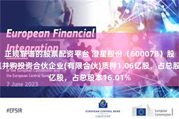 正规靠谱的股票配资平台 澄星股份(600078)股东江阴联赢并购投资合伙企业(有限合伙)质押1.06亿股,占总股本16.01%